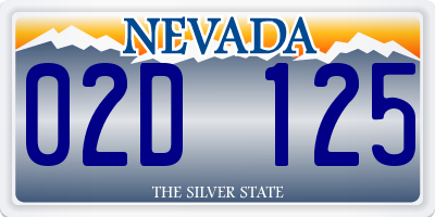 NV license plate 02D125