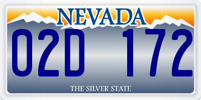 NV license plate 02D172
