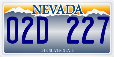 NV license plate 02D227