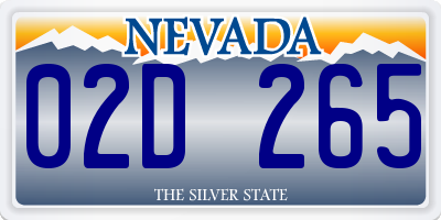 NV license plate 02D265