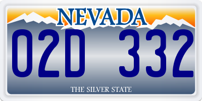 NV license plate 02D332