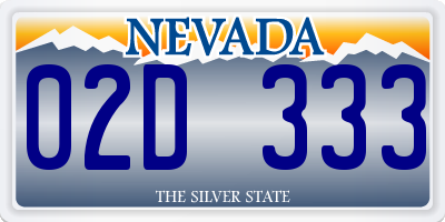NV license plate 02D333