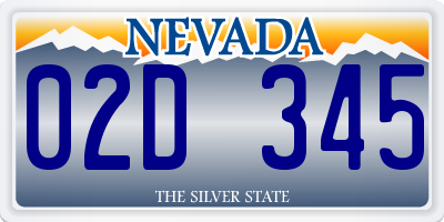 NV license plate 02D345