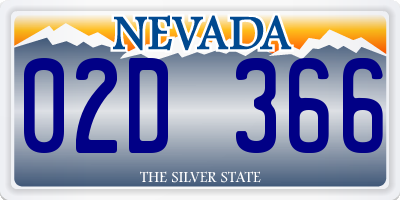 NV license plate 02D366