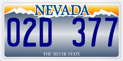 NV license plate 02D377