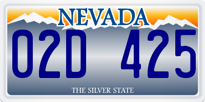 NV license plate 02D425