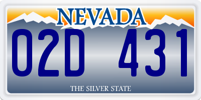 NV license plate 02D431