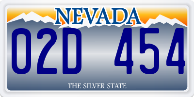 NV license plate 02D454