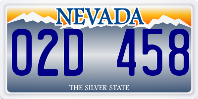 NV license plate 02D458