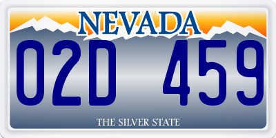 NV license plate 02D459