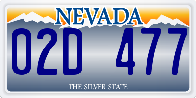 NV license plate 02D477