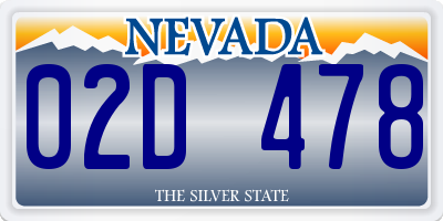 NV license plate 02D478