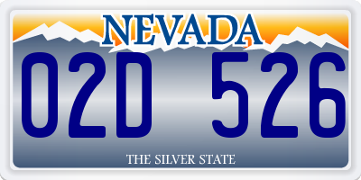 NV license plate 02D526