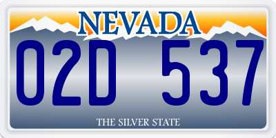 NV license plate 02D537