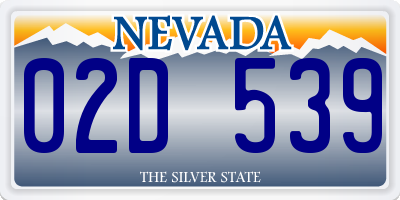NV license plate 02D539