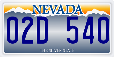 NV license plate 02D540