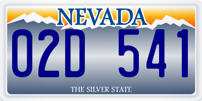 NV license plate 02D541
