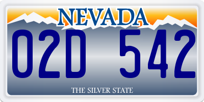 NV license plate 02D542