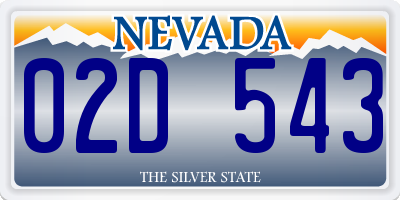 NV license plate 02D543