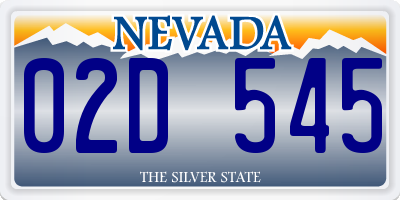 NV license plate 02D545