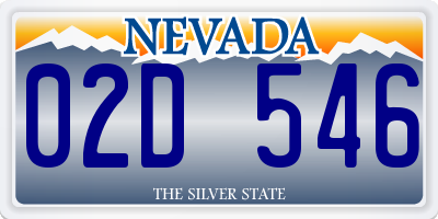 NV license plate 02D546
