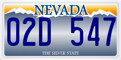 NV license plate 02D547