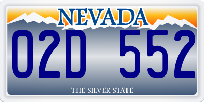 NV license plate 02D552