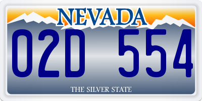 NV license plate 02D554