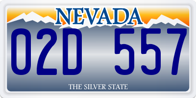 NV license plate 02D557