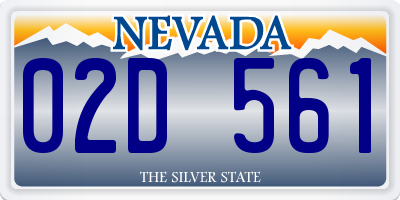 NV license plate 02D561