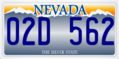 NV license plate 02D562