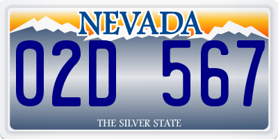NV license plate 02D567