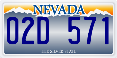 NV license plate 02D571
