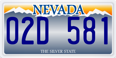 NV license plate 02D581