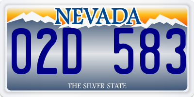 NV license plate 02D583