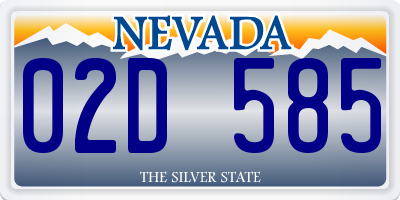 NV license plate 02D585