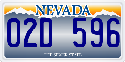 NV license plate 02D596