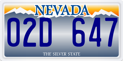 NV license plate 02D647