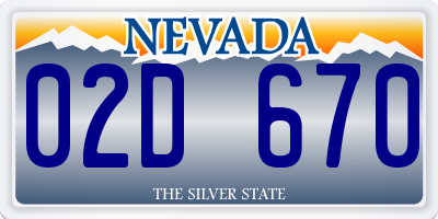 NV license plate 02D670