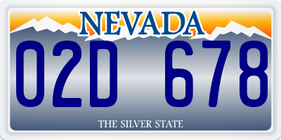 NV license plate 02D678