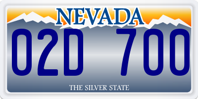 NV license plate 02D700