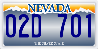 NV license plate 02D701