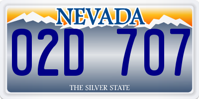 NV license plate 02D707