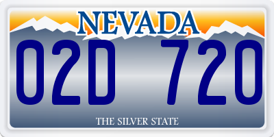 NV license plate 02D720