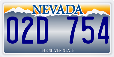 NV license plate 02D754