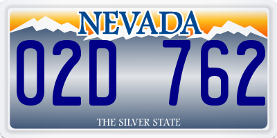 NV license plate 02D762