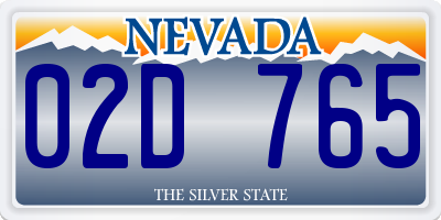 NV license plate 02D765