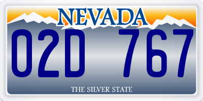 NV license plate 02D767