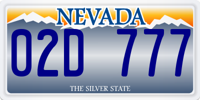 NV license plate 02D777