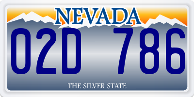 NV license plate 02D786